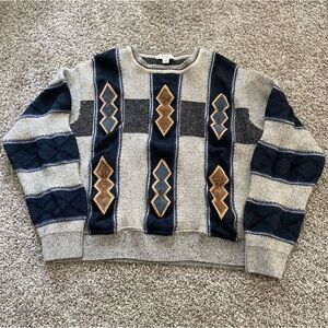 Vintage 80s Italian Made Turnbury Chunky Wool Knit Sweater Size 48 XL